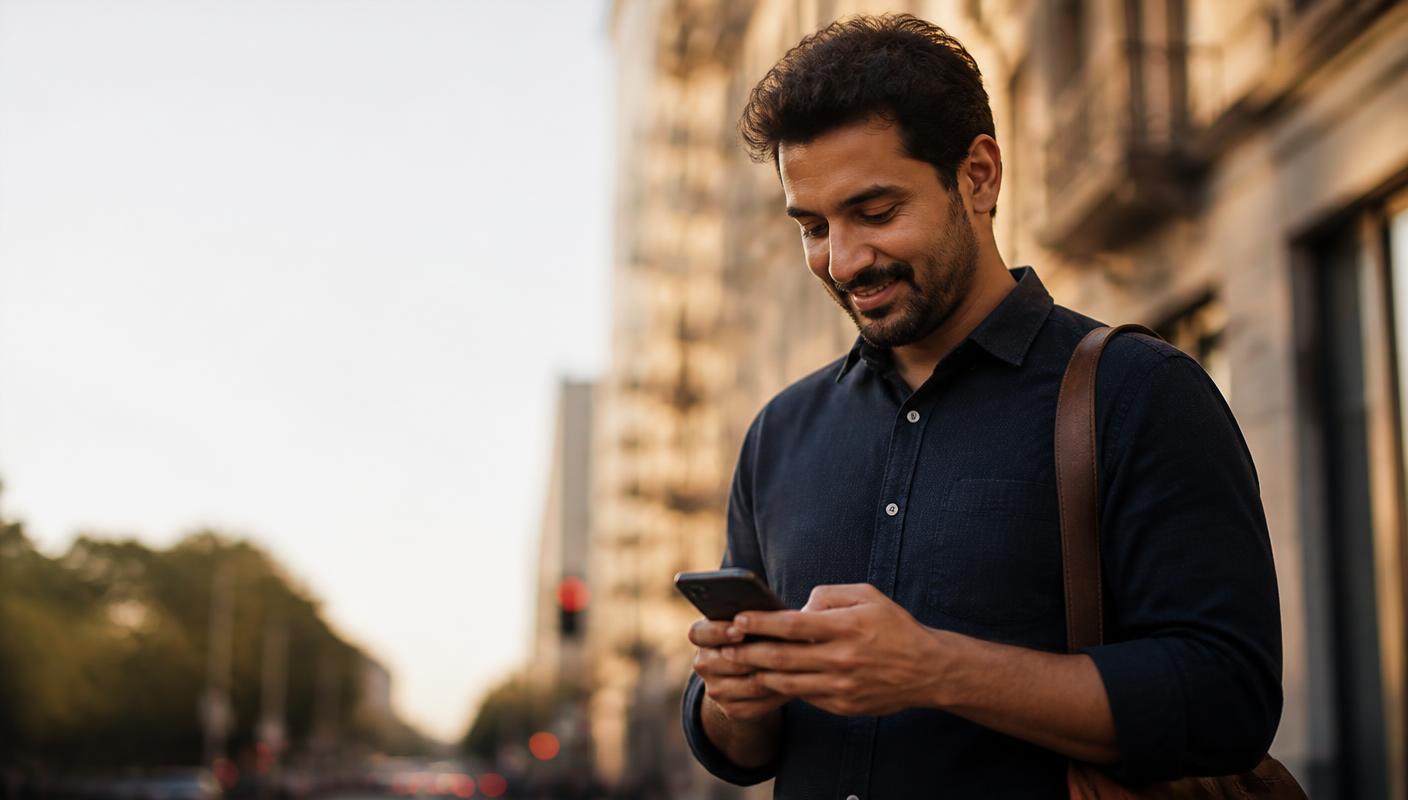 Cliente enviando mensagem para o consultor da Freitas Capital pelo celular