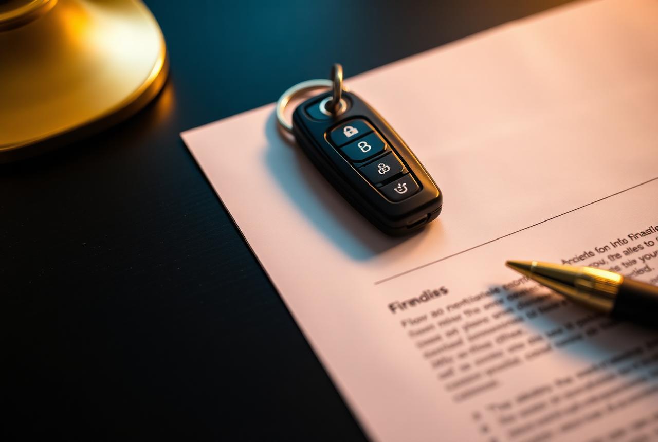 Chave de carro sobre contrato de empréstimo com garantia veicular