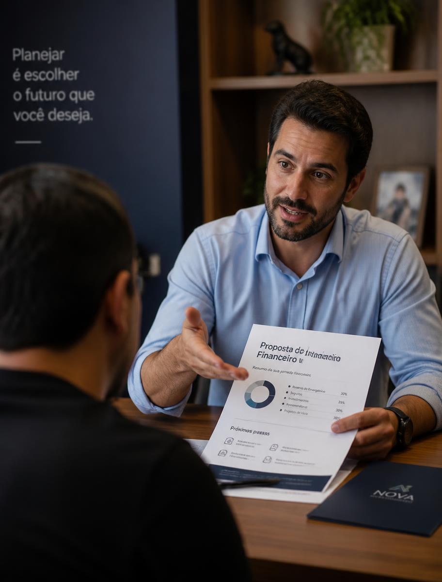 Consultor da Freitas Capital explicando a proposta de crédito para o cliente